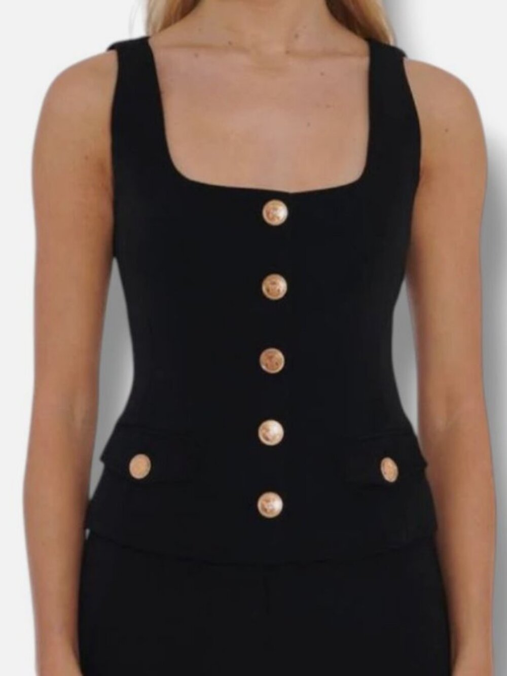 Toccin Women's Black Georgia Scoop-Neck Vest Size 12